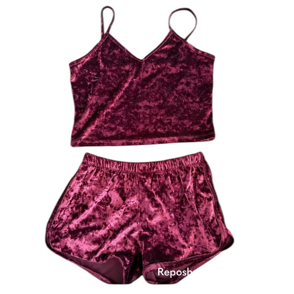 Burgundy Velvet Pajama Set